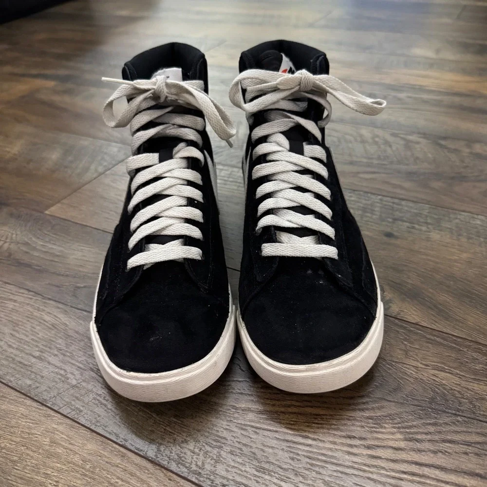 Nike Blazer Mid Suede Black White High Top Sneakers AV9376-001 Womens 9.5 Skater